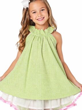 Rare Editions Green Gingham
Dress Girls Size 7 Easter Spring Tulle Lined